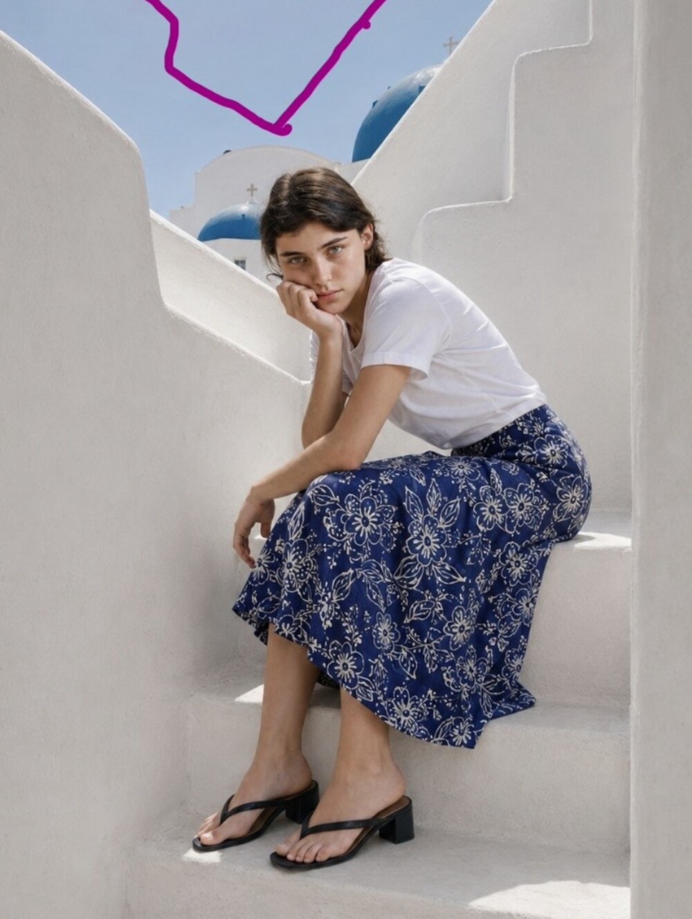 Jones New York Blue Floral Midi Skirt